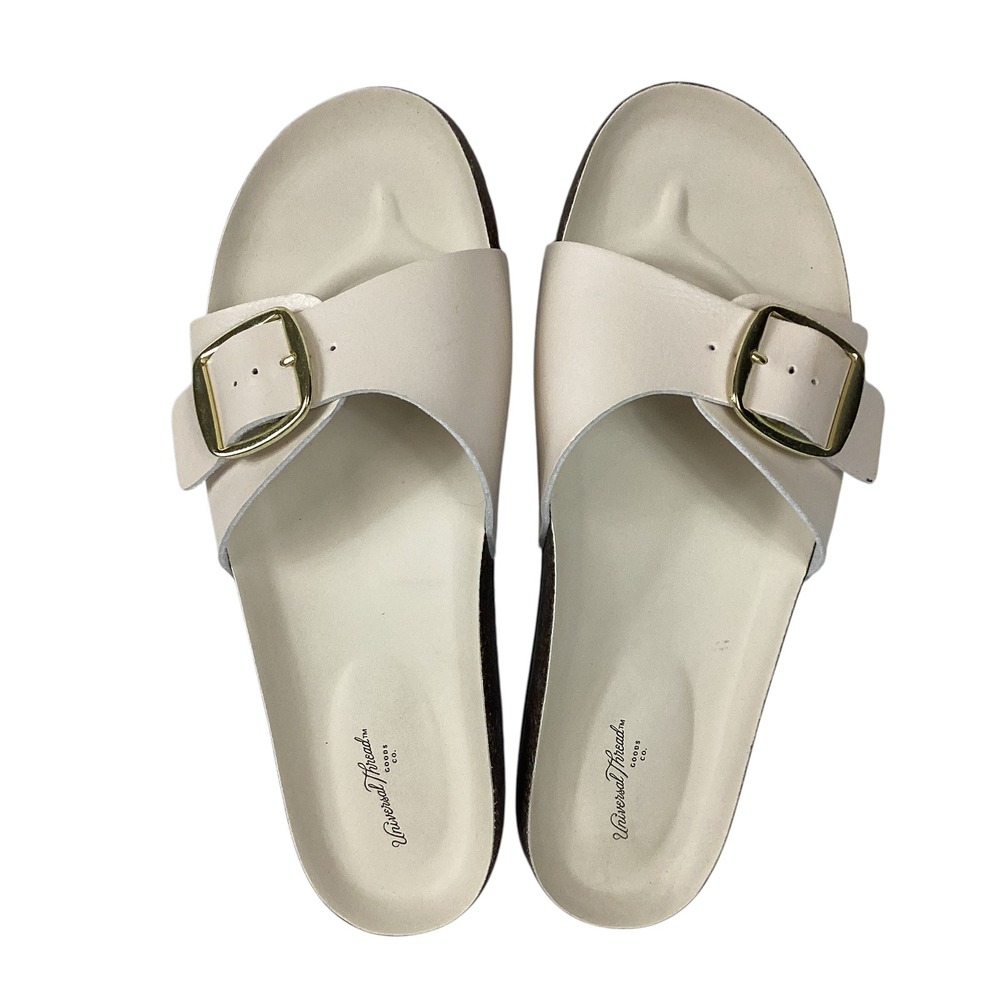 Universal Thread Womens Cream Buckle Slide Sandals Size 8 Cream Gold